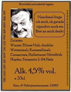 Rückenetikett Weizen dunkel Bieretikett